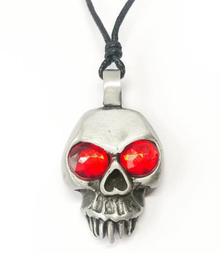 Jewellery,Witch & Spell Craft Chain Jewel Eyed Skull Necklace ~ Pewter