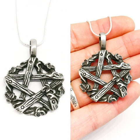 Jewellery,Witch & Spell Craft Silver Plated Chain Ivy Pentagram Necklace