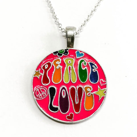 Jewellery,Witch & Spell Craft Silver Plated Chain Peace & Love Necklace