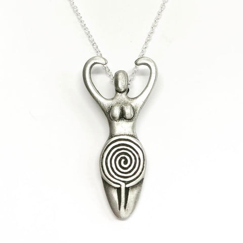 Jewellery,Witch & Spell Craft Silver Plated Chain Spiral Goddess Necklace