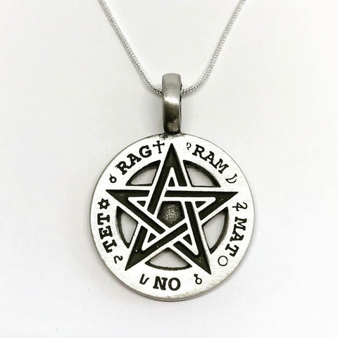 Jewellery,Witch & Spell Craft Silver Plated Chain TET Pentagram Necklace