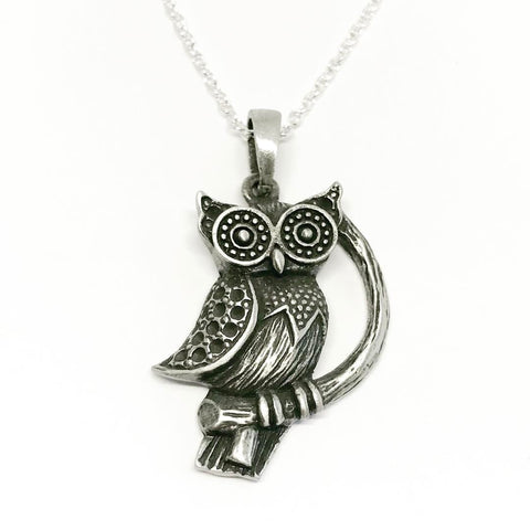 Jewellery,Witch & Spell Craft Silver Plated Chain Wise One Owl Necklace
