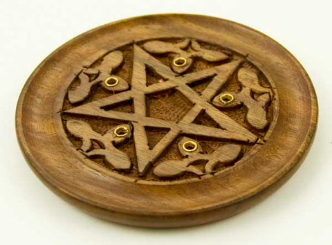 Carved Pentacle Incense Stick Plate
