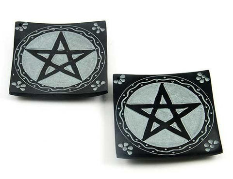 Witch & Spell Craft,Incense, Oils & Accessories Pentagram Incense Plate ~ Black